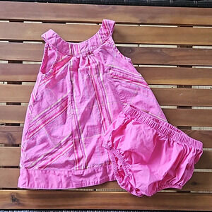Faded Glory Pink Plaid Cotton Sleeveless Dress with Pink Diaper Cover 6-9M